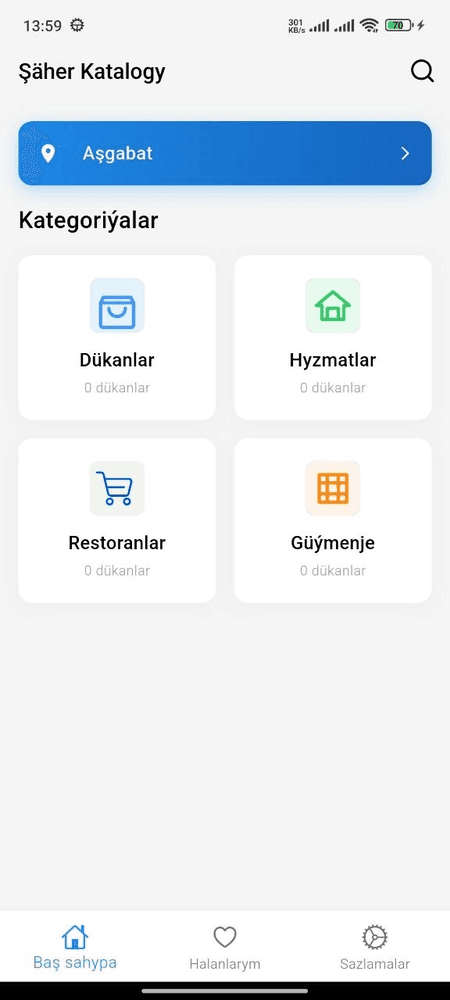 TMINFO app — city catalog