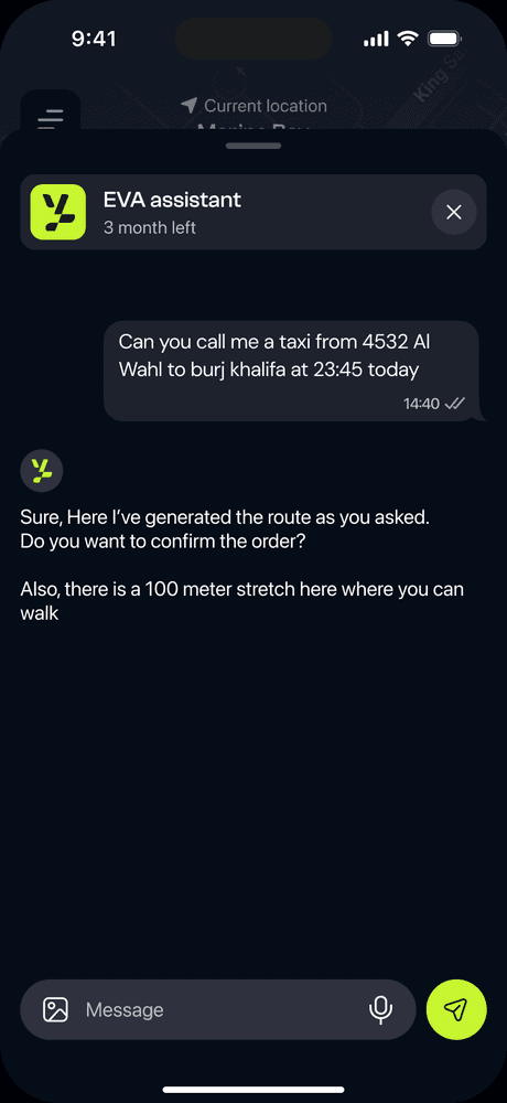 Yedu app — EVA assistant chat
