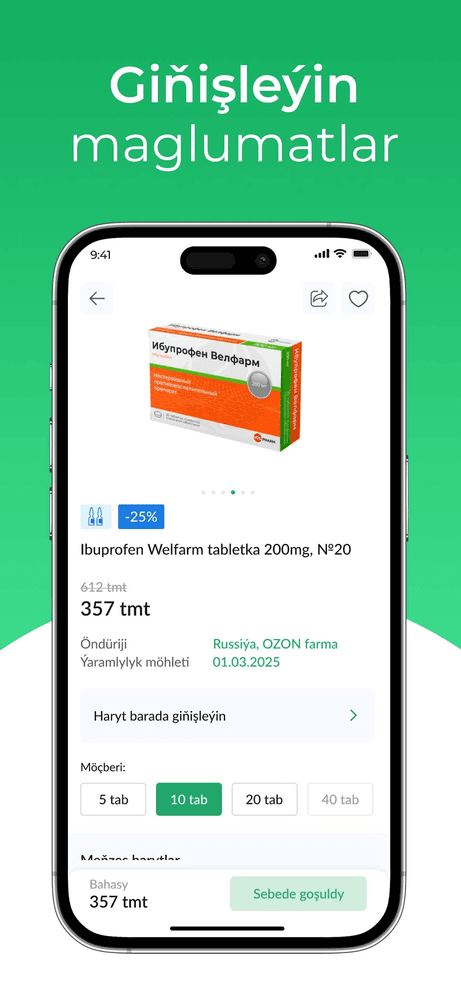 Ýowşan dermanhana app — medicine details